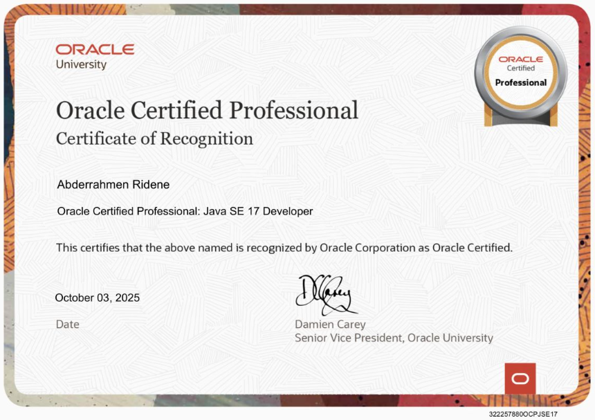 Abderahman Ridène Certified OCP